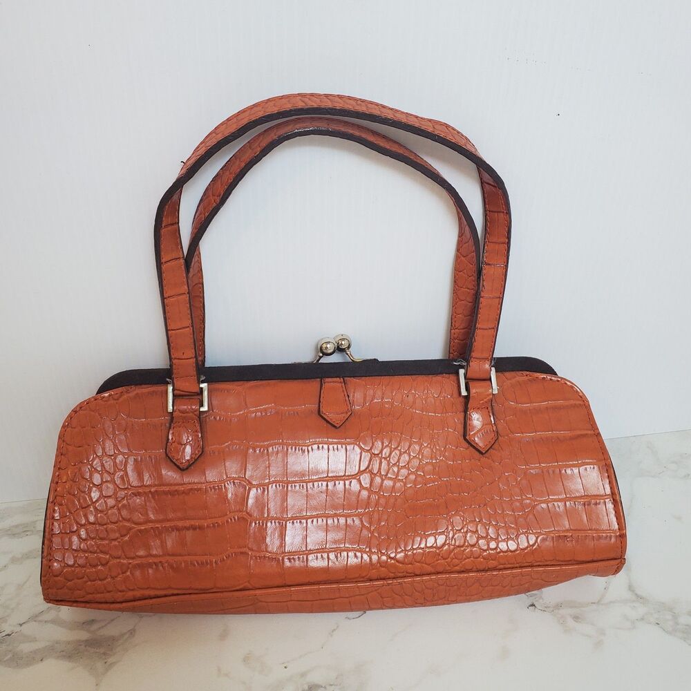 Chinese Laundry Faux-Crocodile Embossed Leather Clutch!